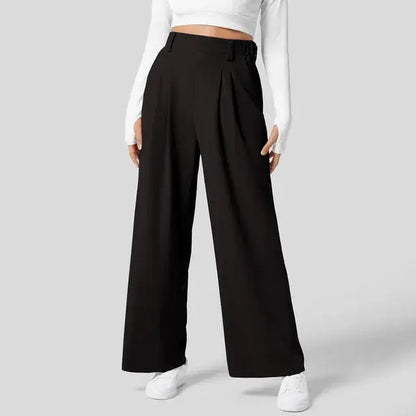 Solid Wide Leg Pants For Woman Work Business Black Medium