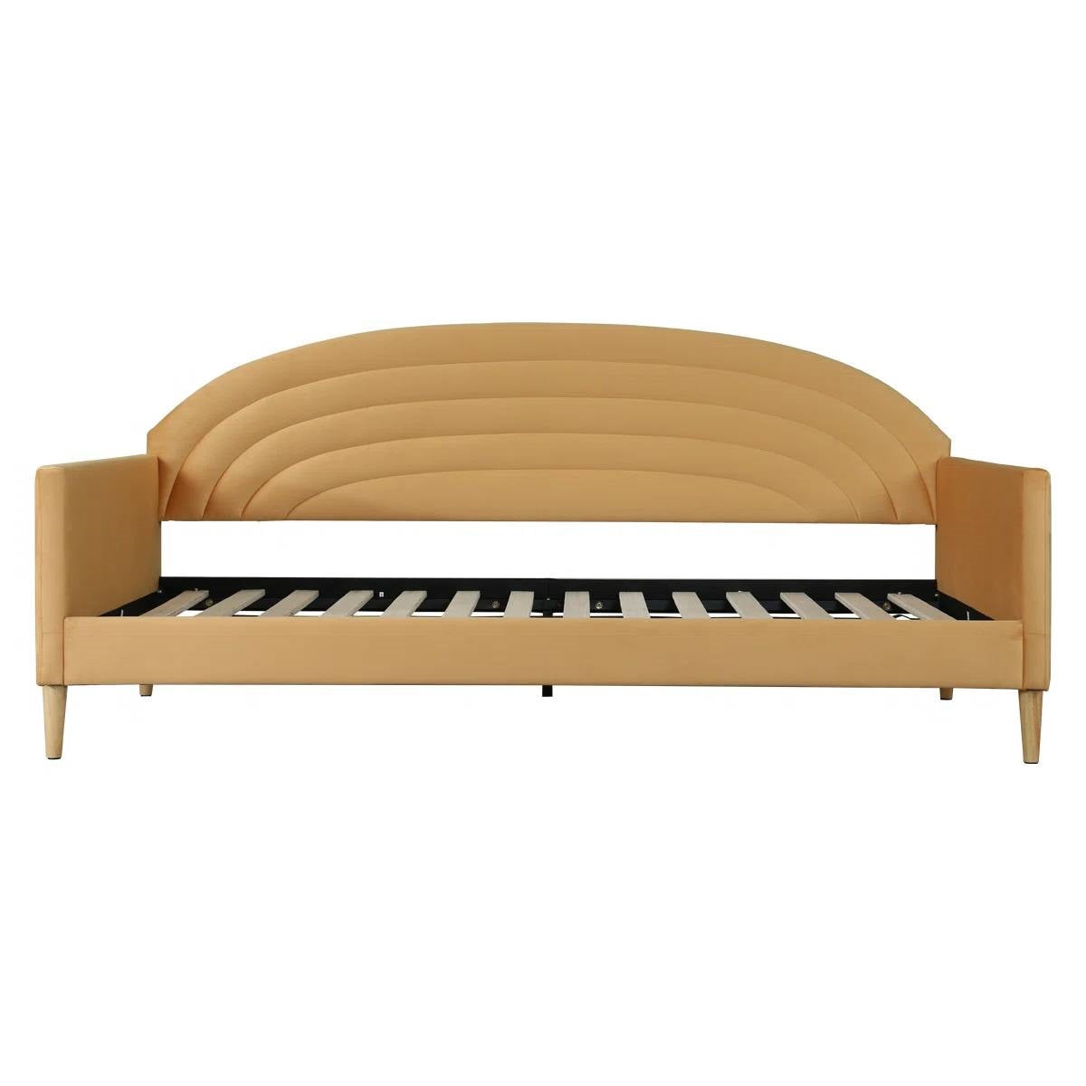 Twin size Mid-Century Modern Yellow Velvet Upholstered Daybed - - Bedroom > Bed Frames > Daybeds