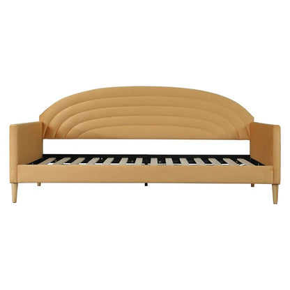 Twin size Mid-Century Modern Yellow Velvet Upholstered Daybed - - Bedroom > Bed Frames > Daybeds