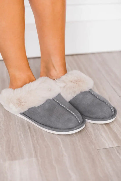 Fuzzy Suede Winter Slippers