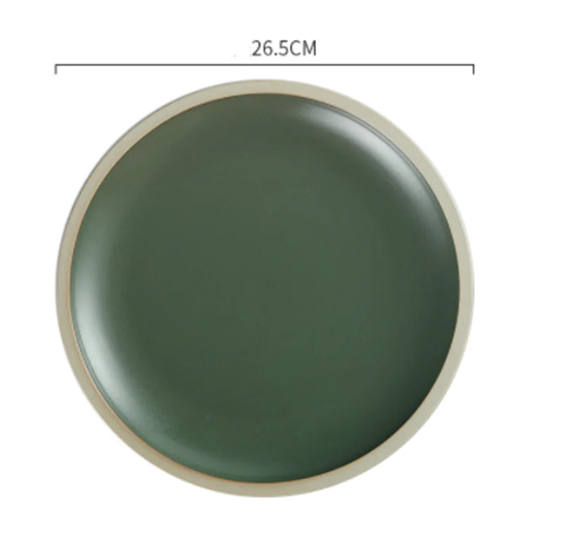 Morandi Ceramic Round Dinner Plates - Green 10inches - plates
