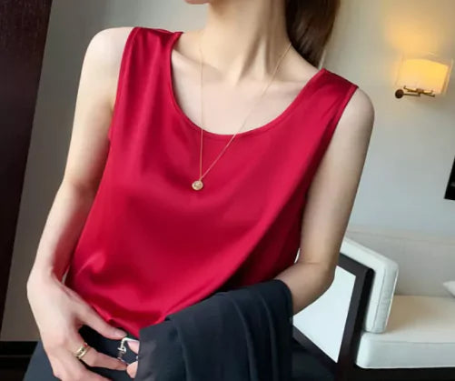 Women's Sleeveless Satin Blouse - Kia Day Design