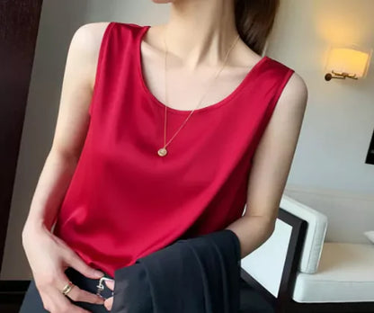 Women's Sleeveless Satin Blouse - Kia Day Design