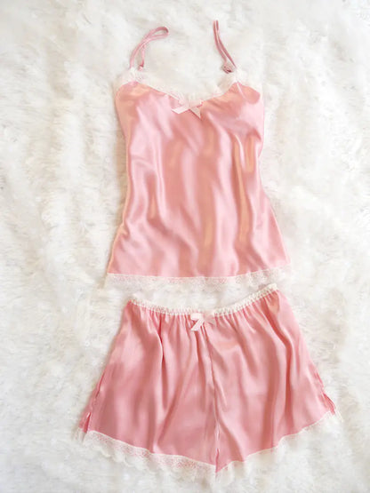 Lace and Satin Lingerie Cami Sleepwear Set