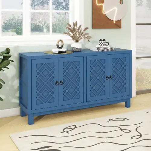 Blue 4-door Cabinet with Pull-tab Handle - Kia Day Design