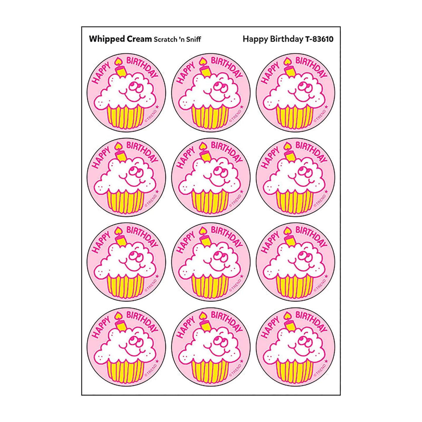 Happy Birthday/Whipped Cream Scent Retro Stinky Stickers by TREND; 24s/pk - Authentic 1980s Designs! Kia Day Design