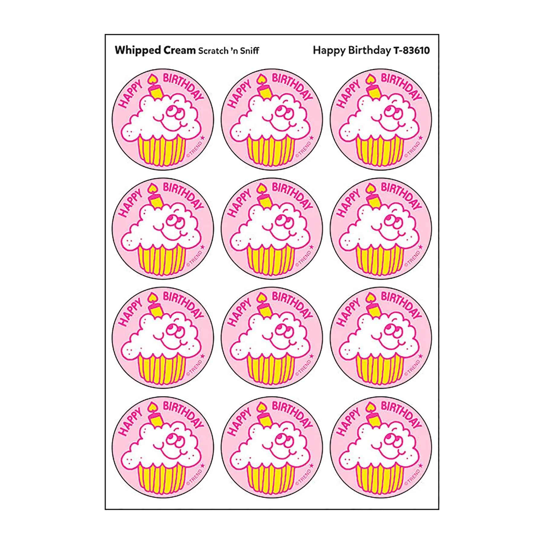 Happy Birthday/Whipped Cream Scent Retro Stinky Stickers by TREND; 24s/pk - Authentic 1980s Designs! Kia Day Design
