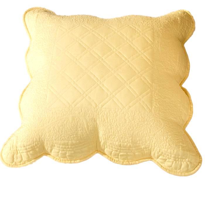 Tache Yellow Diamond Matelasse Scalloped Buttercup Puffs Cushion Covers / Euro Sham (YELLEMDES) - 26 x 26 - Euro Sham / Cushion Cover