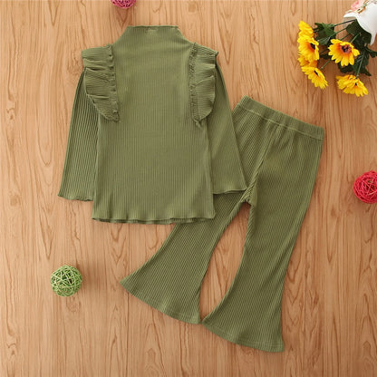 Girls Ruffled Long Sleeve Shirt and Pants