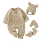 Baby Knit Set - Romper, Beanie, Mittens & Booties BEIGE