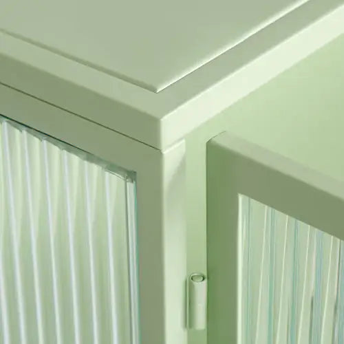 Mint Green Glass Double Door Wall Cabinet With Three Levels - Kia Day Design