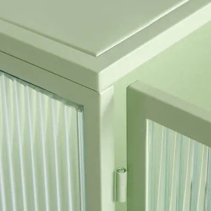 Mint Green Glass Double Door Wall Cabinet With Three Levels - Kia Day Design