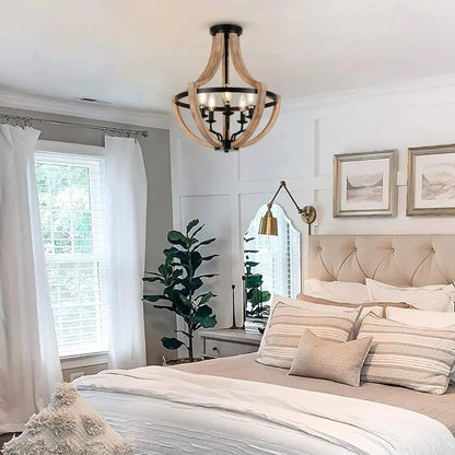 Solid Wood Height Adjustable Ceiling Light - Kia Day Design