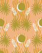 Yucca Moon Wallpaper, peach and green- Samantha Santana Creative- {{Product type}}