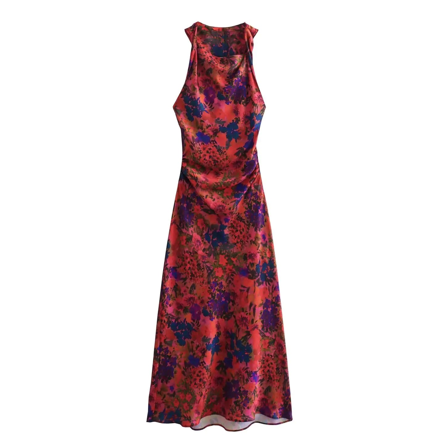 Floral Print Silk Satin Dress Kia Day Design
