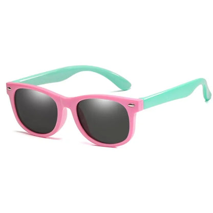 Kids Round Polarized Sunglasses Pink Green