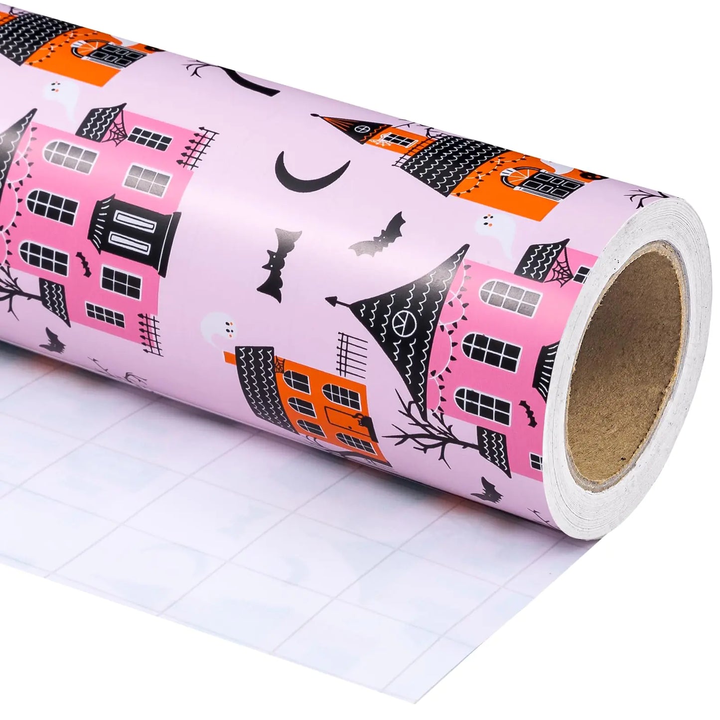 WRAPAHOLIC Halloween Wrapping Paper Roll - Mini Roll - 17 Inch x 33 Feet - Dark Magic Castle Design Perfect for Halloween Decorations Holiday Party Kia Day Design