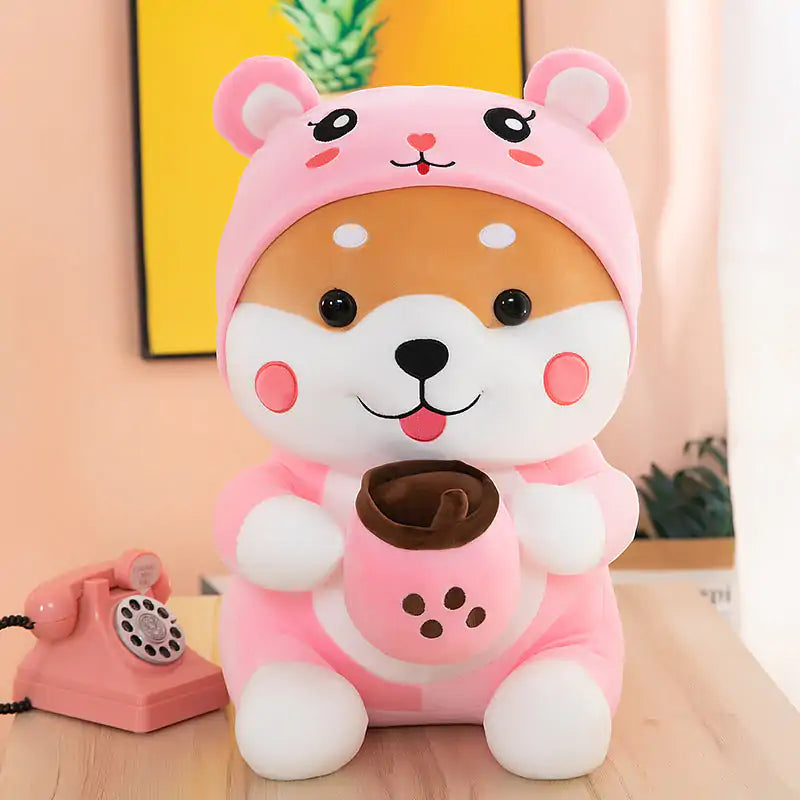 Boba Drinking Shiba Plush Toy