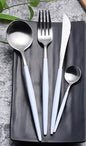 Complete Tableware Set White Silver 24 Pieces