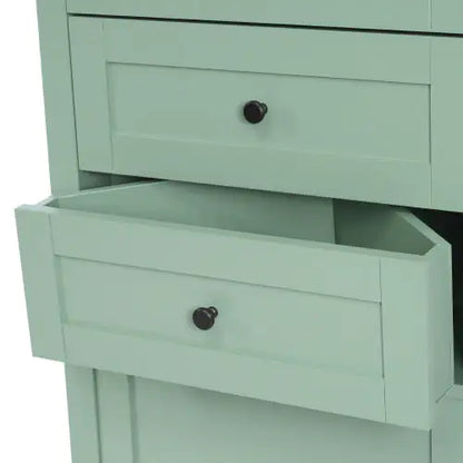 Green Triangular Tall Cabinet With 3 Drawers and Adjustable Shelves - Kia Day Design