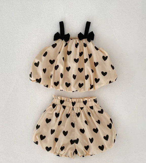 Sleeveless Summer Hearts Outfit for Infants - 100cm - toddler outfit