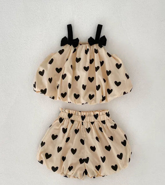 Sleeveless Summer Hearts Outfit for Infants - 100cm - toddler outfit