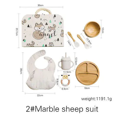 Baby Feeding Tableware Box Set Marble Set 20 x 22 x 20 cm