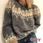 Color Block Mohair Chunky Knit Pullover Sweater