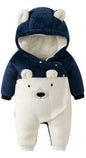 Baby Bear Hooded Jumpsuit Blue white