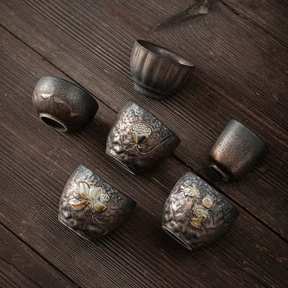 Japanese Iron Glaze Ceramic Tea Cup Kia Day Design