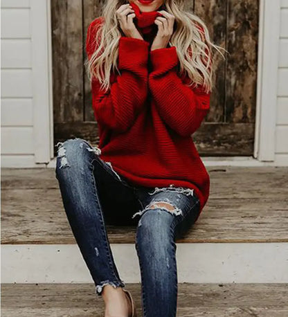 Women's Chunky Knit High Neck Sweater