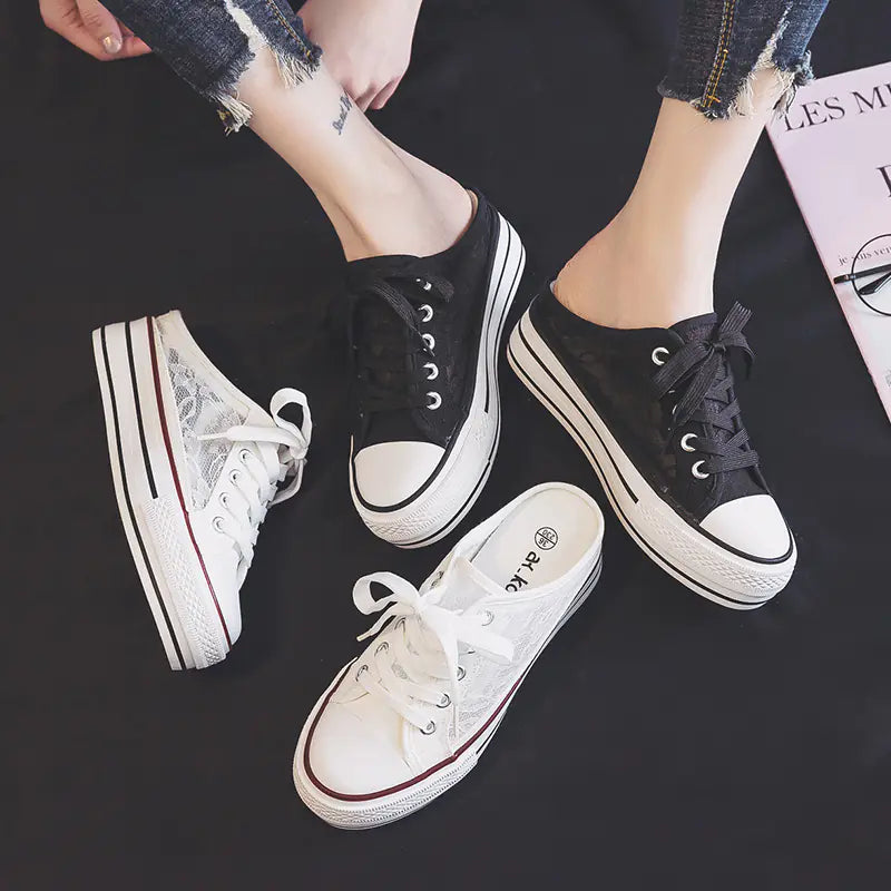 Women's Thick-Soled Breathable Canvas Sneakers - Kia Day Design