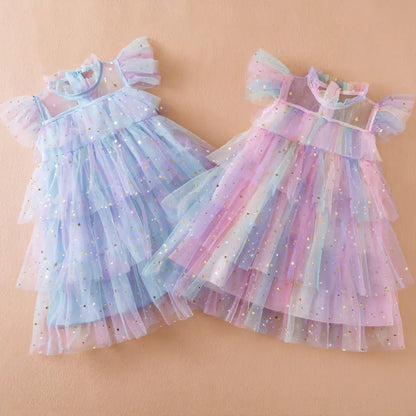 Children's Fairy Rainbow Sequin Princess Dress and Skirt