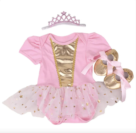 Ha Yi Three-Piece Dress Set - Pink Small - baby dress
