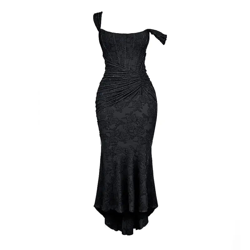 Pleated Jacquard French Lace Dress