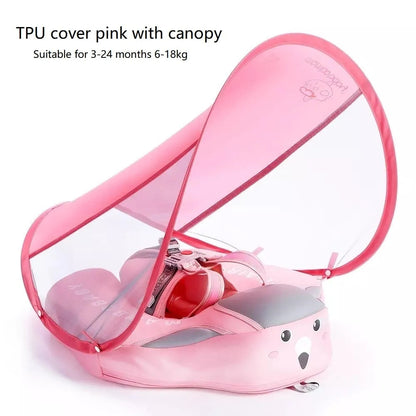 Non Inflatable Baby Float TPU Pink Canopy
