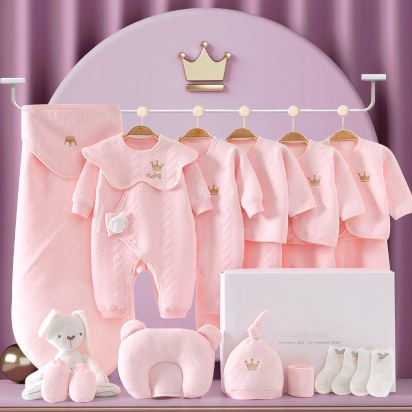 Newborn Baby Luxe Set Pink 0-3M