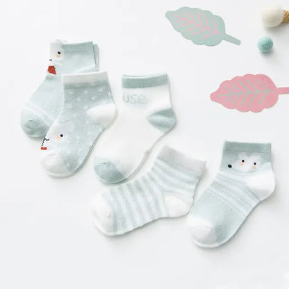 Cotton Mesh Baby Socks Light blue white XS(0-9M)