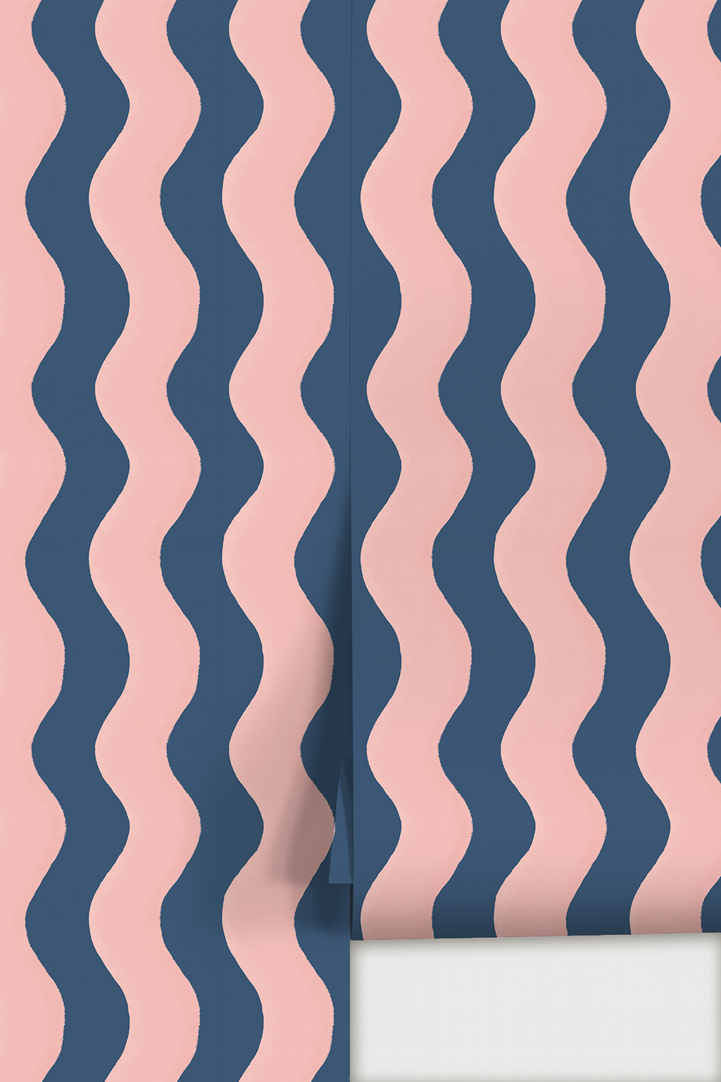 Ziggy Stripe Wallpaper, blue and pink- Samantha Santana Creative- {{Product type}}