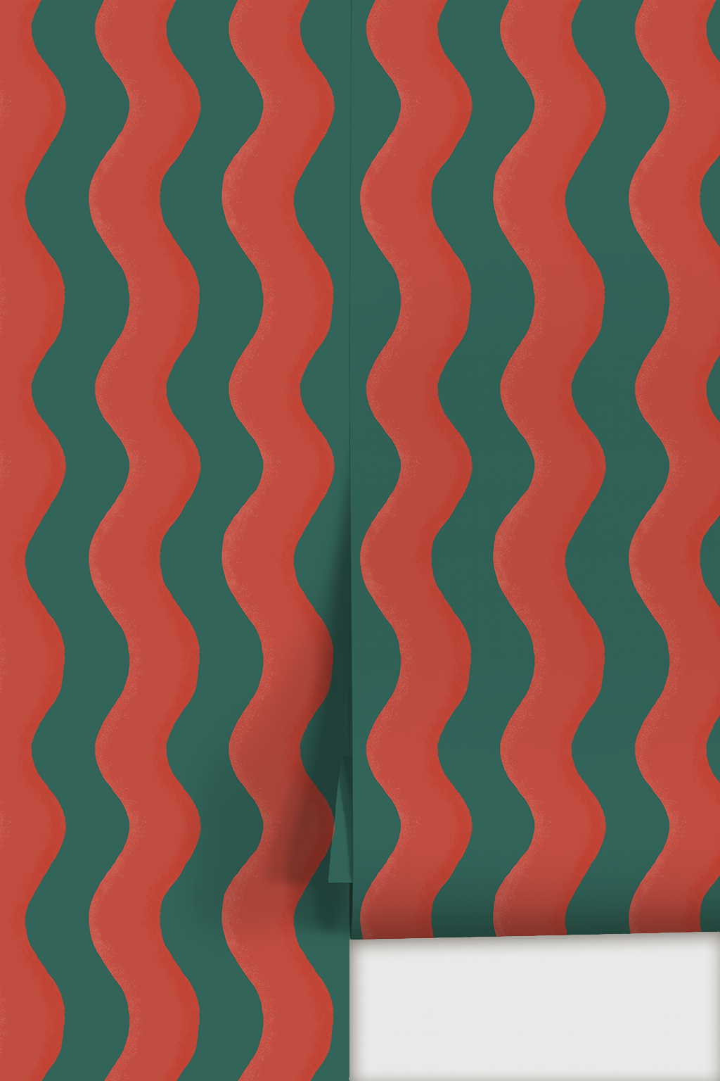 Ziggy Stripe Wallpaper, dark teal and brick red- Samantha Santana Creative- {{Product type}}