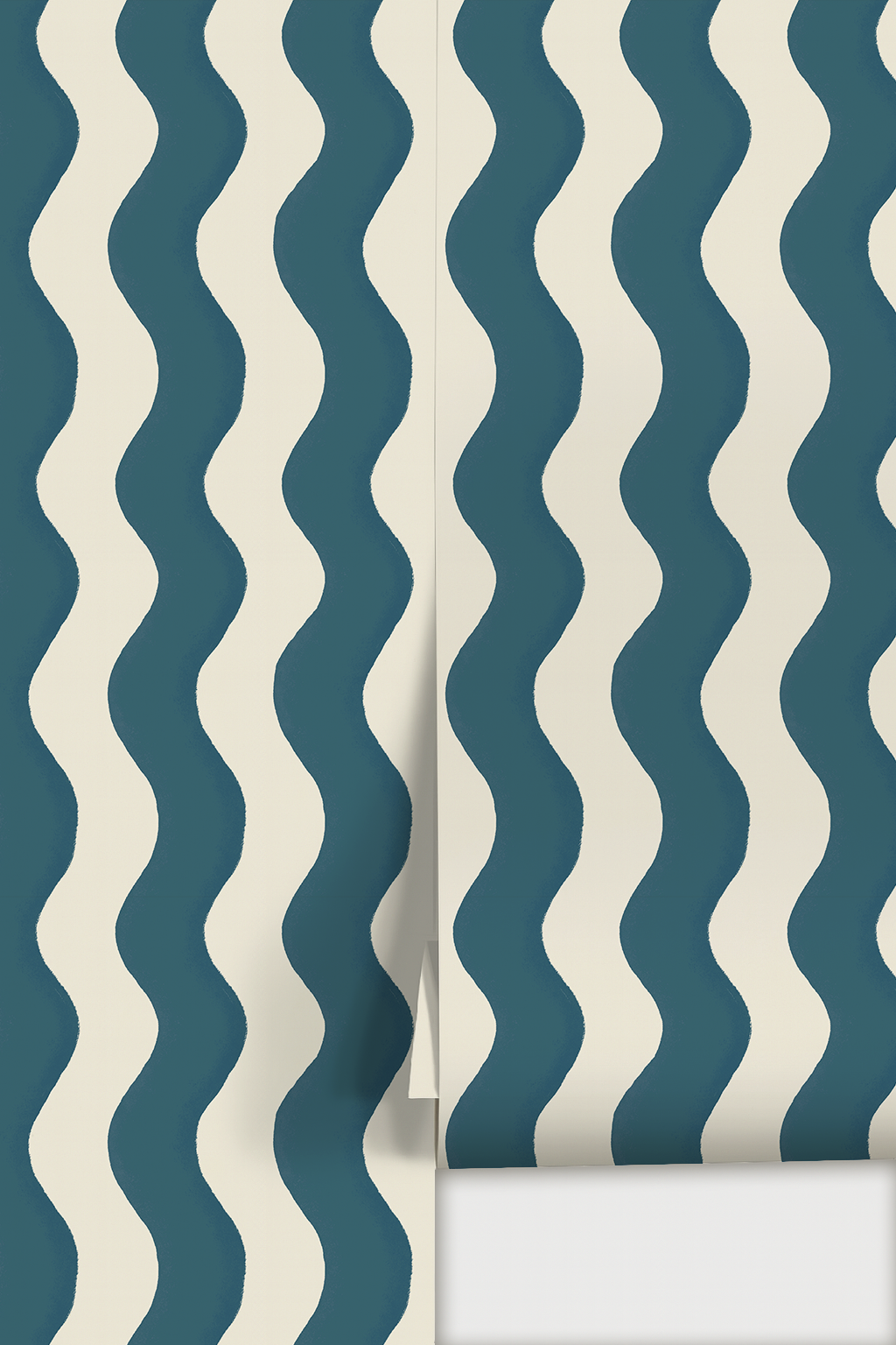 Ziggy Stripe Wallpaper, white and blue- Samantha Santana Creative- {{Product type}}