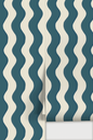 Ziggy Stripe Wallpaper, white and blue- Samantha Santana Creative- {{Product type}}