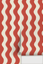 Ziggy Stripe Wallpaper, white and brick red- Samantha Santana Creative- {{Product type}}