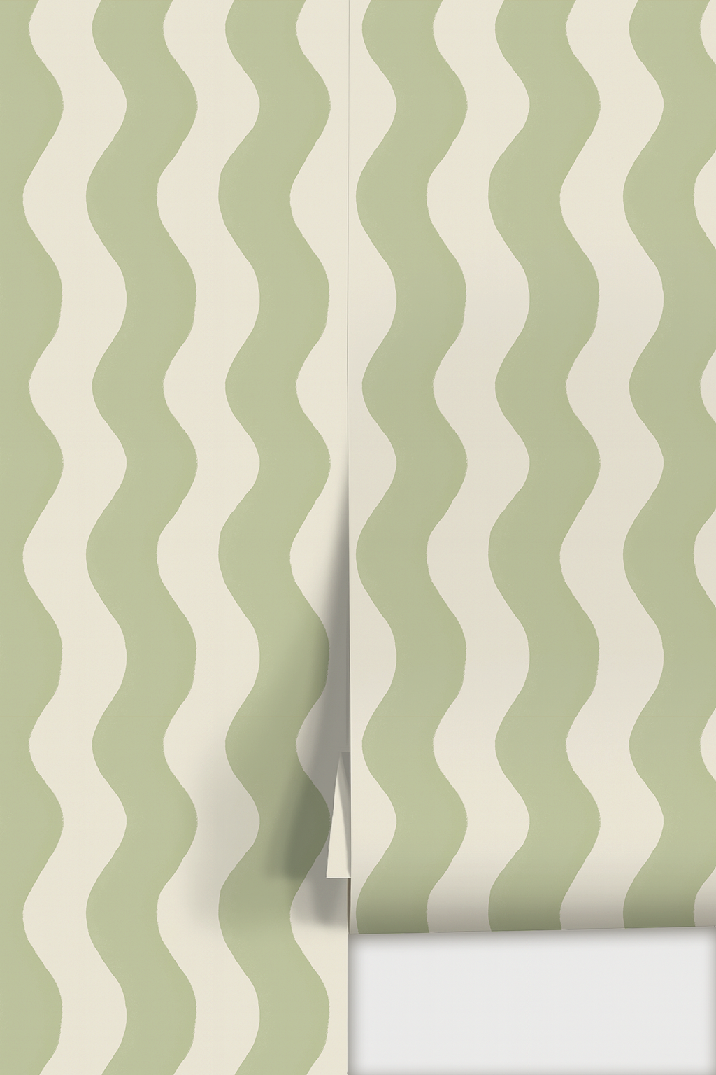 Ziggy Stripe Wallpaper, white and dusty lime- Samantha Santana Creative- {{Product type}}