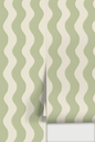 Ziggy Stripe Wallpaper, white and dusty lime- Samantha Santana Creative- {{Product type}}