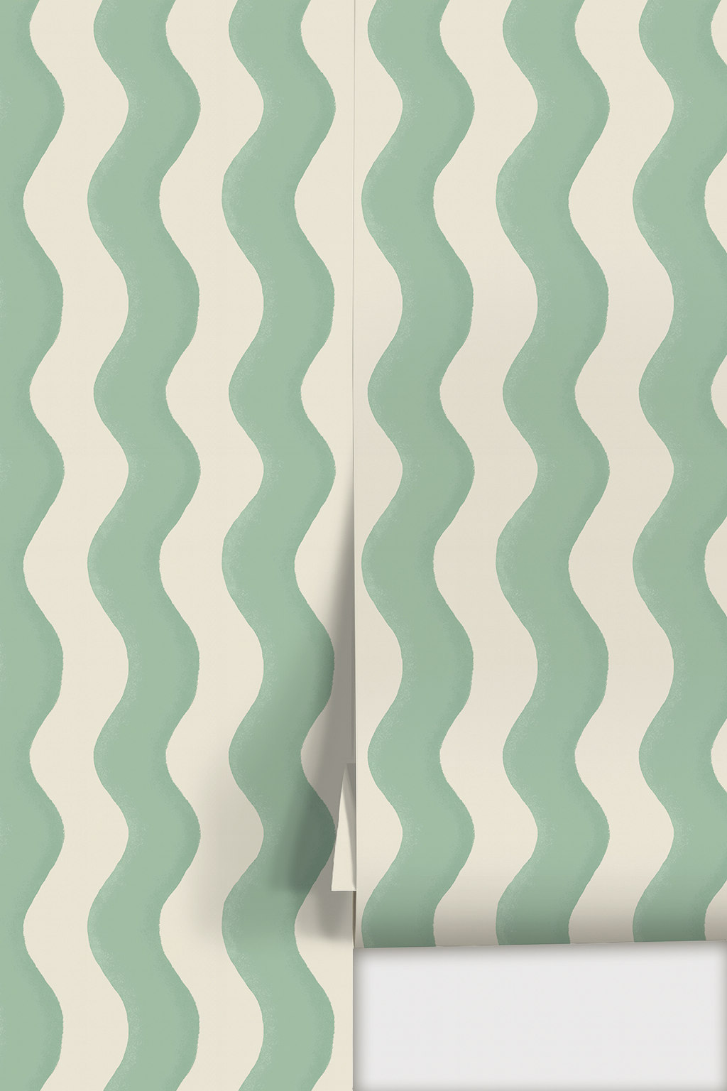 Ziggy Stripe Wallpaper, white and mint- Samantha Santana Creative- {{Product type}}