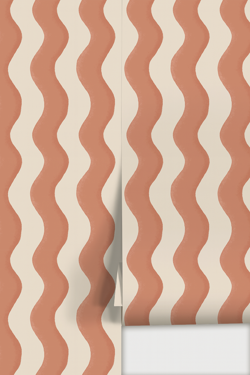 Ziggy Stripe Wallpaper, white and terra cotta- Samantha Santana Creative- {{Product type}}