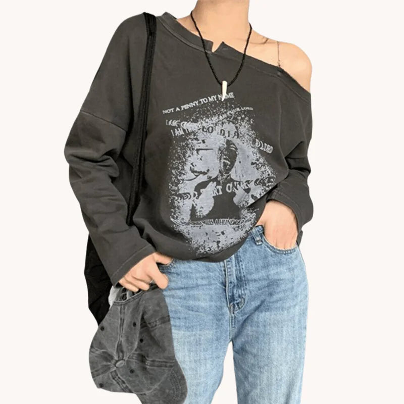 Vintage Off Shoulder Grunge T-Shirt