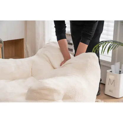 Soft Teddy Tufted Foam Bean Bag Chair - - chair
