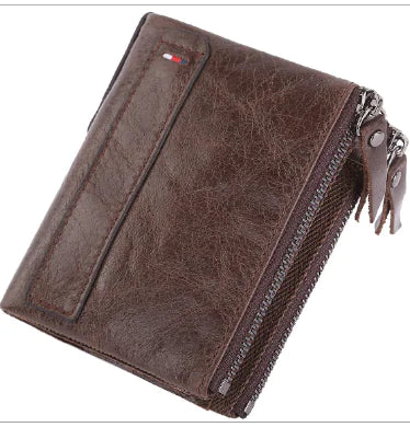 Men's Short Wallet - Anti-Theft Genuine Leather Design